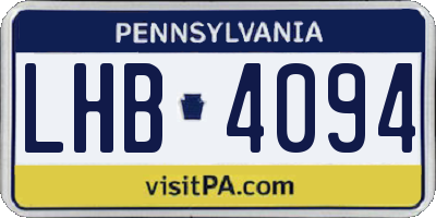 PA license plate LHB4094