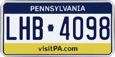 PA license plate LHB4098
