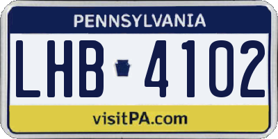 PA license plate LHB4102