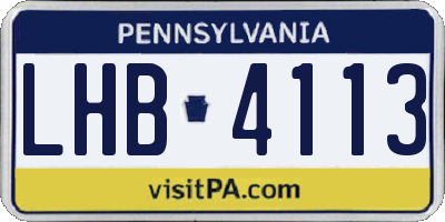 PA license plate LHB4113