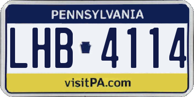 PA license plate LHB4114