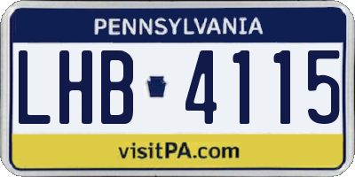 PA license plate LHB4115