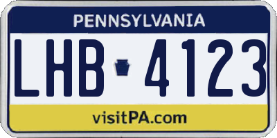 PA license plate LHB4123