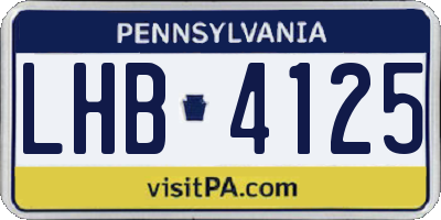 PA license plate LHB4125
