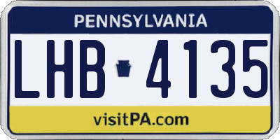 PA license plate LHB4135