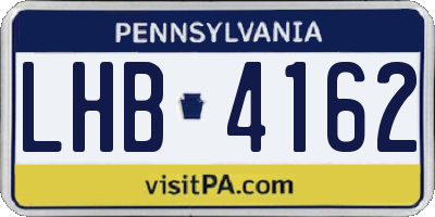 PA license plate LHB4162