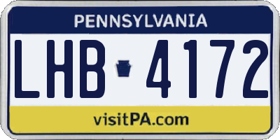 PA license plate LHB4172