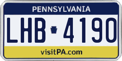 PA license plate LHB4190