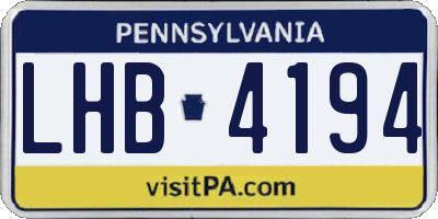 PA license plate LHB4194