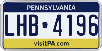 PA license plate LHB4196