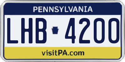 PA license plate LHB4200