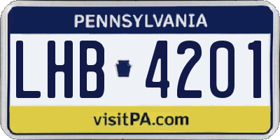 PA license plate LHB4201