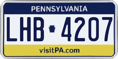 PA license plate LHB4207