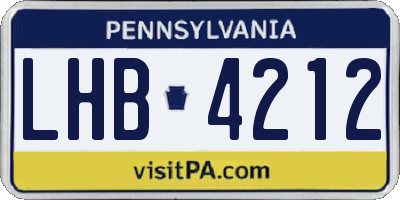 PA license plate LHB4212