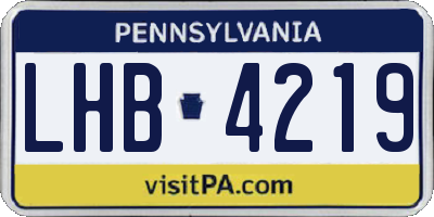 PA license plate LHB4219