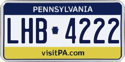 PA license plate LHB4222