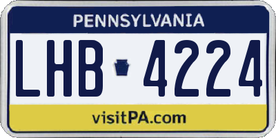 PA license plate LHB4224