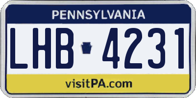 PA license plate LHB4231
