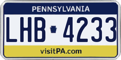 PA license plate LHB4233