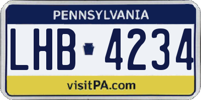 PA license plate LHB4234