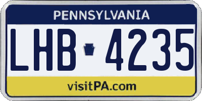PA license plate LHB4235