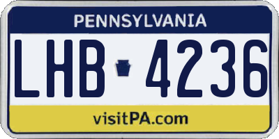 PA license plate LHB4236