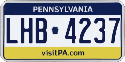 PA license plate LHB4237
