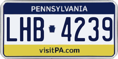 PA license plate LHB4239