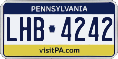 PA license plate LHB4242