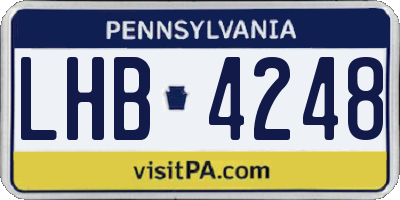 PA license plate LHB4248