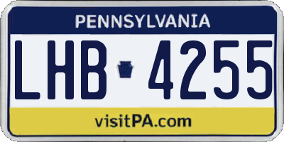 PA license plate LHB4255