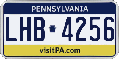 PA license plate LHB4256