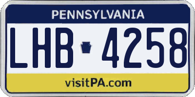PA license plate LHB4258