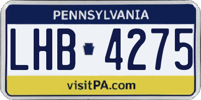 PA license plate LHB4275