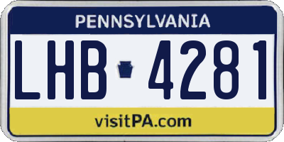 PA license plate LHB4281