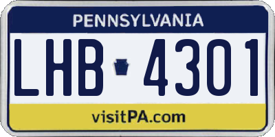 PA license plate LHB4301