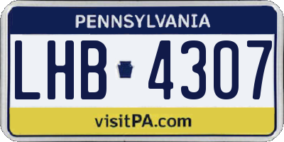 PA license plate LHB4307
