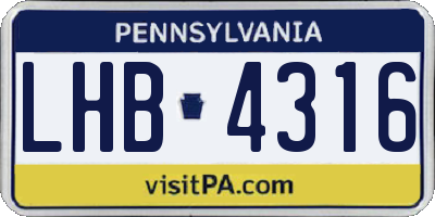 PA license plate LHB4316