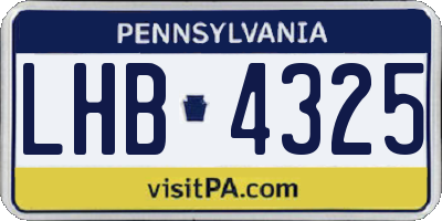 PA license plate LHB4325