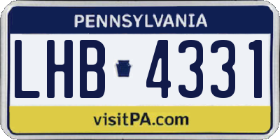 PA license plate LHB4331