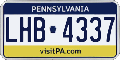 PA license plate LHB4337