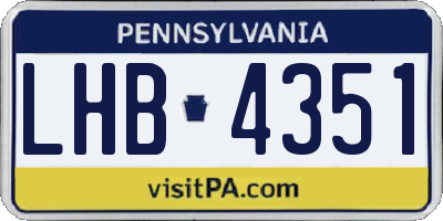 PA license plate LHB4351