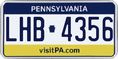 PA license plate LHB4356