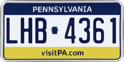 PA license plate LHB4361
