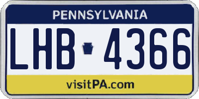 PA license plate LHB4366