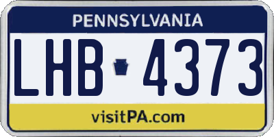 PA license plate LHB4373
