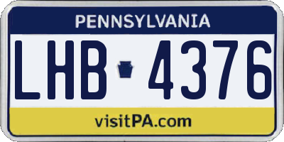 PA license plate LHB4376