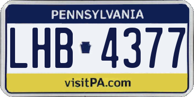 PA license plate LHB4377