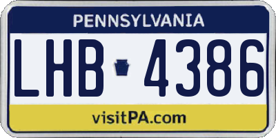 PA license plate LHB4386