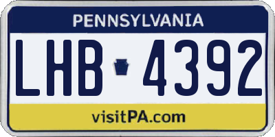 PA license plate LHB4392